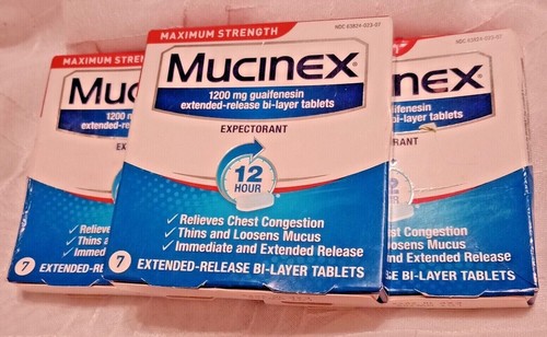 3 Mucinex 1200mg Guaifenesin Extend-Release Bi-Layer Tabs 7 Ct ea=21 READ AD