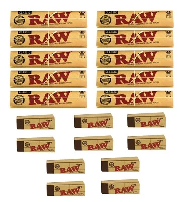 RAW Classic King Size Slim Rolling Paper With RAW Authentic Orginal Filter Tips