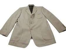 Brooks Brothers 346 Blazer Jacket Mens Beige Houndstooth Wool Single Breasted