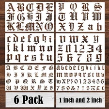 6 Pcs Old English Stencil 2 Inch Letters Number Template Reusable Gothic... 