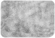 Grey Bath Mat Faux Fur Plush Bathroom Rugs Shaggy Soft anti Slip Bath Carpet Doo
