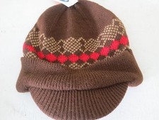 NEW Old Navy Boy Medium 5/6 Large 7/8 Cap Boys Brown Billed Knit Hat NWT 