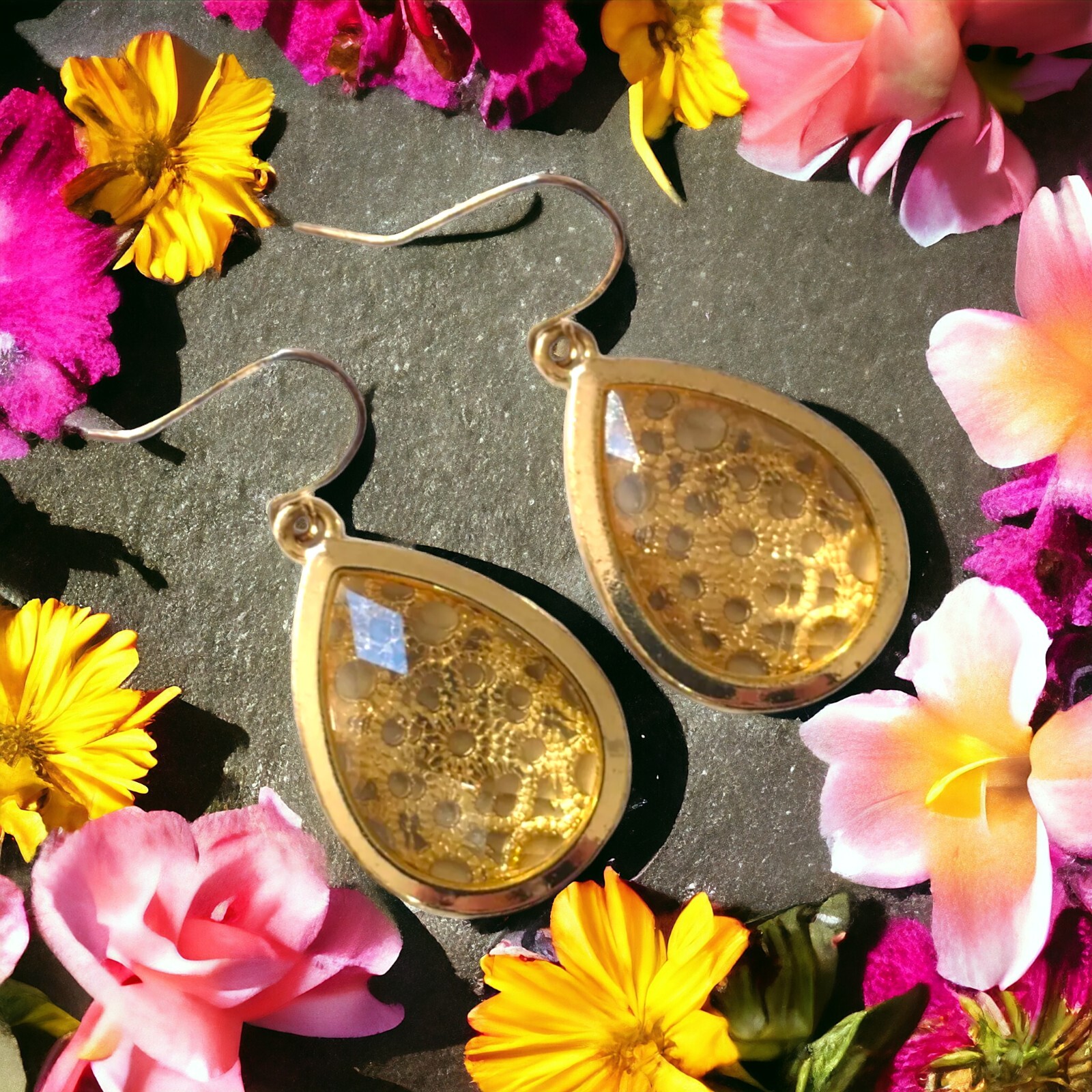 Translucent Filigree Dangle Earrings Acrylic Over… - image 13