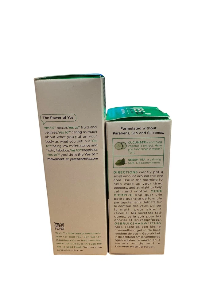 Yes To Cucumbers Soothing Sensitive Skin Moisturizer 50ml & Eye Gel 30ml NEW - Image 2 of 4