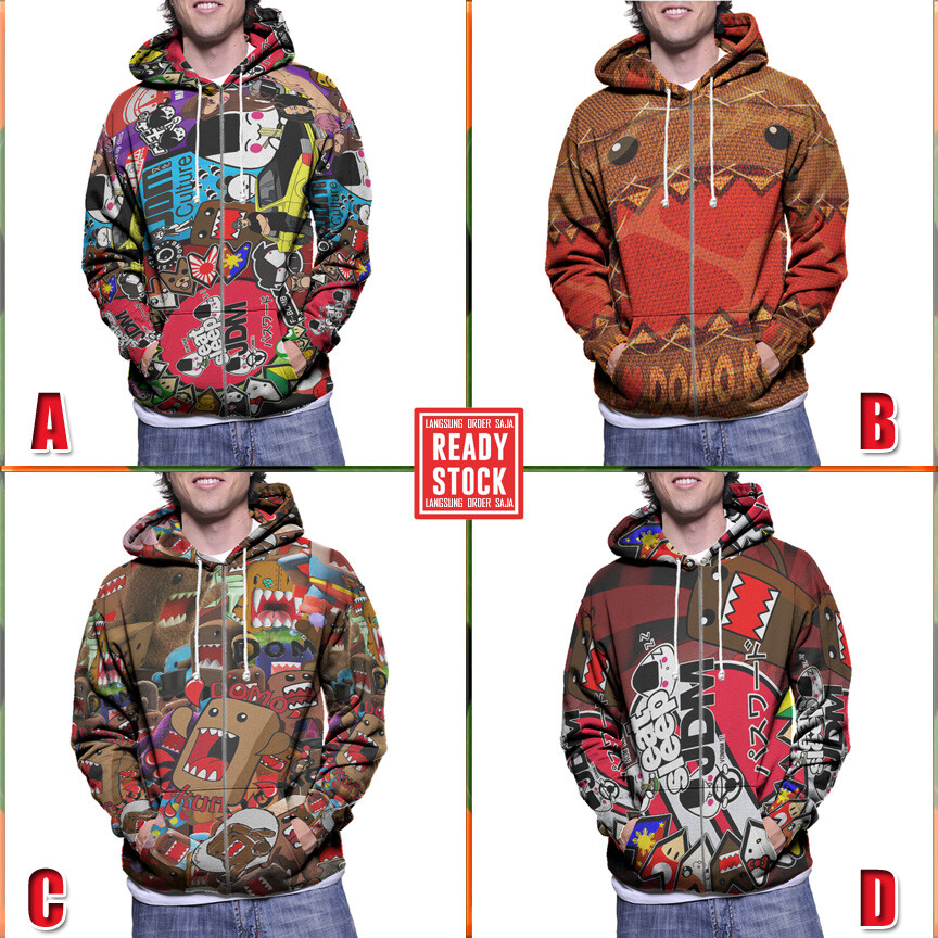 New Hoodie Domo Kun Design Menu0026#039;s Hoodie Zipper Fullprint Polyester |  eBay