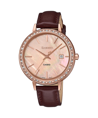 Casio Sheen 50-Meter Resistance Brown Leather Band Mother Pearl SHE-4052PGL-4A