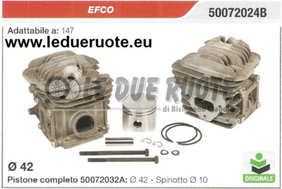 50072024B Cylinder And Piston Kit EFCO 147 Chainsaw Original Ø 42