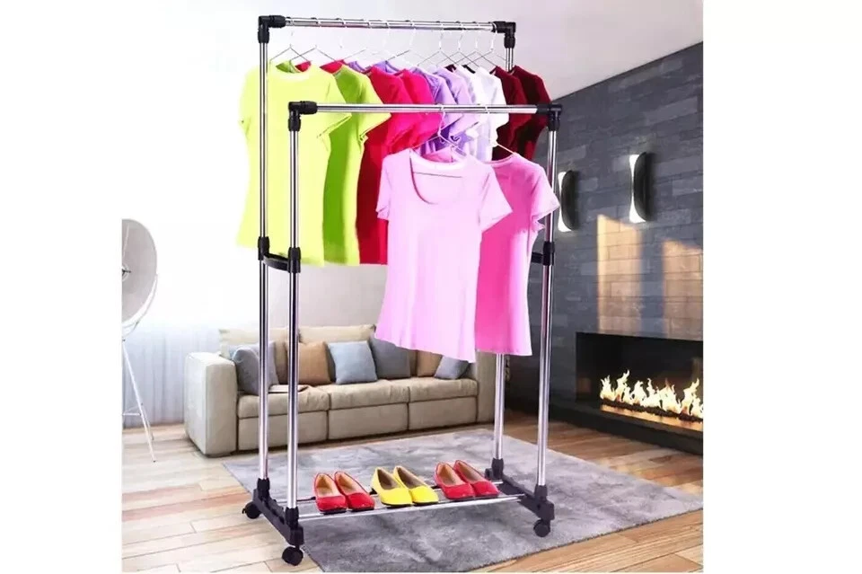 APPENDIABITI stender doppio SALVASPAZIO con ruote Attaccapanni REGOLABILE 72 130 - Immagine 3 di 4