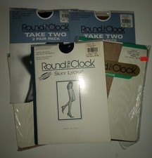 7 New Pair ROUND THE CLOCK Danskin Sz B PANTYHOSE LOT Nude Beige Navy Black
