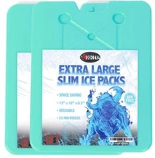 Kona Ice Packs for Freezer & Cooler - Large Blue Pack (Set of 2), 13"x10"x1/2"