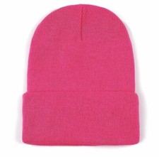 Beanie Hat Unisex Warm Winter Clean Solid Pink Color 100 Acrylic OSFM Stretch