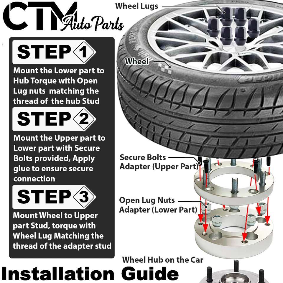 4x 2" Thick 5x135 to 6x135 Wheel Adapter Old F150 Navigator Expedition 12x1.75 - Image 4 of 4