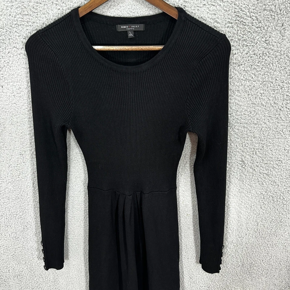 Romeo + Juliet Couture Knit Dress Large Black Mini Whimsigoth Edgy Office Siren - Image 4 of 4