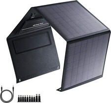 40W Foldable Solar Panel with USB QC 3.0, 12-15V DC Output, Portable