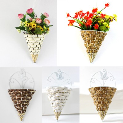 Wall Mounted Hanging Pot Cone Planter Flower Basket Vase For Home