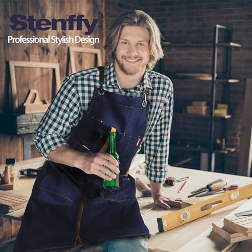 Work Apron, Canvas Apron, Adjustable Weight, Tool Aprons with 27In*36In Denim - Picture 7 of 7