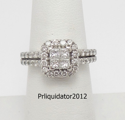 1CT Natural Diamond Halo Engagement Anniversary Wedding Ring 14K White Gold