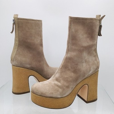 Womens AGL SHAN Taupe Suede Platform Heeled Ankle Boots Booties Size 40 US 10 M