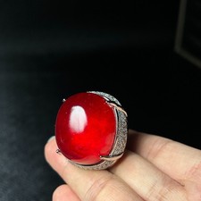 Vintage Adjustable Size Ring Natural Ice Red Jade jadeite Pigeon Egg Ring