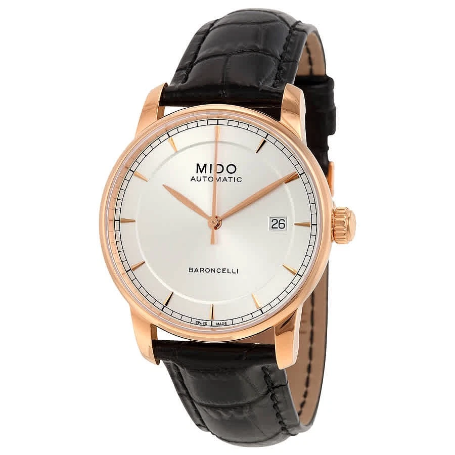 Reloj para hombre Mido Baroncelli II M86003104 automático esfera plateada