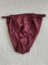 Vintage unbranded silky satin string bikini panty floral size Large