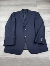 Hart Schaffner Marx Blazer Men 42 R Blue Coat 2 Buttons Wool Jacket Gold Trumpet