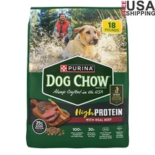 High Protein Dry Dog Food Real Beef Supports Muscles Active Life 18lbs Kibble US