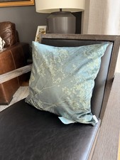 Aviva Stanoff Velvet Silk Pillow Signature Baby?s Breath Green Blue 18?x18?