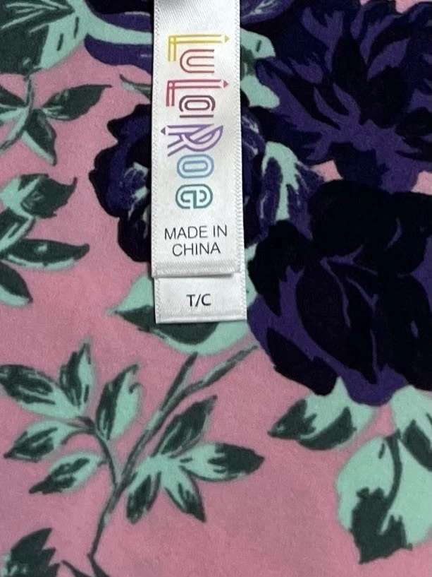 LuLaRoe Leggings TC Alto Curvilíneo Divertido Floral ROSA PÚRPURA Rosa Peonía Flor Informal Foto 4 de 4