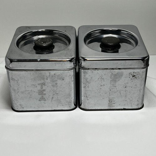 Vintage Lincoln Beauty Ware Chrome Metal Canister Set: Flour, Sugar, Coffee, Tea - Picture 18 of 24