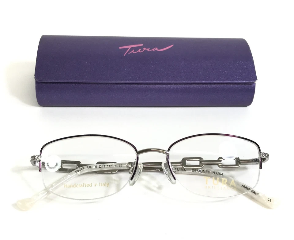 Monturas de gafas Tura Brilliance TE282 LIL lila plata ovalada media borde 51-17-140 Foto 2 de 4