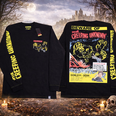X Hammer Film Horror Creeping Unknown Herren Longsleeve mit großem Rücken-Print