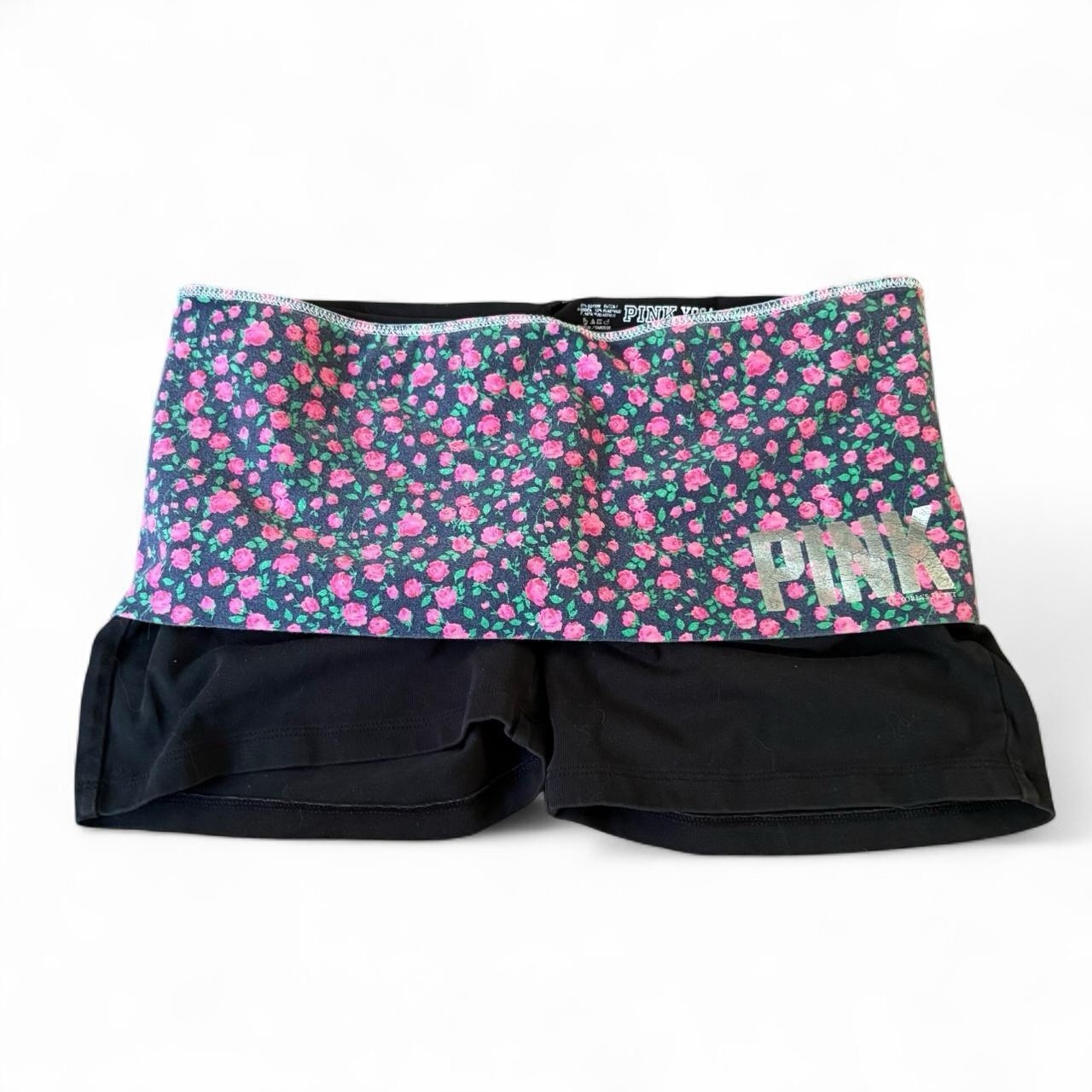 Victoria’s Secret PINK floral print fold over yoga shorts Size small