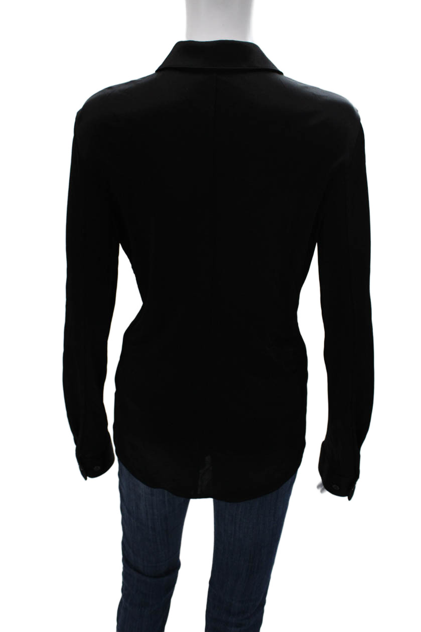 Helmut Lang Womens Basic Collared Viscose Button-… - image 4