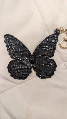 Brahmin Butterfly Black Melbourne Leather Gold Tone Logo Charm NWT