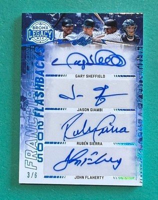 2024 BRONX LEGACY SHEFFIELD GIAMBI SIERRA FLAHERTY QUAD AUTO /6 NY YANKEES