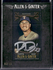 2021 Topps Allen & Ginter X Dane Dunning RC Black Framed Mini Silver Auto /25
