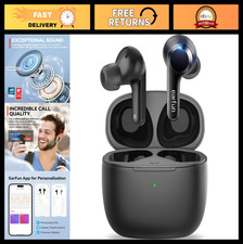 True Wireless Earbuds with 4 Mics, IPX7 Waterproof, Deep Bass, 35H Playtime, USB