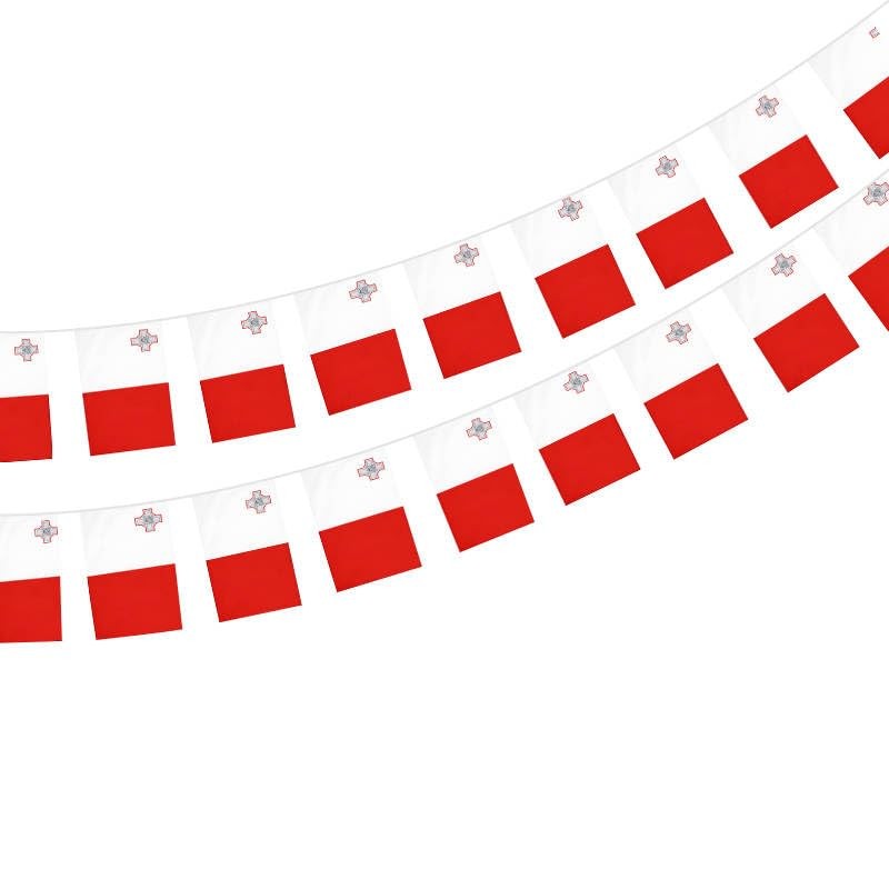 Bandiera di Malta, 40 pezzi, bandiera di Malta, ghirlanda Malta, 11,4 m, (y6f)