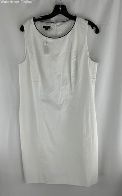 Talbot Women White Scoop Neck Sleeveless Dress Black Trim Size 16P NWT MSRP $159