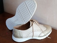 Geox Girls Shoes Size 36 Cream Gold Leather Lace Up Trainers New