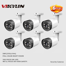 6 PACK VIKYLIN 5MP 24/7 Full Color Night Vision Bullet Security Camera RTSP CCTV