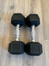 Hex Dumbells 6kg Pair Weights Rubber Hex Dumbbells Gym Fitness Training Exercise