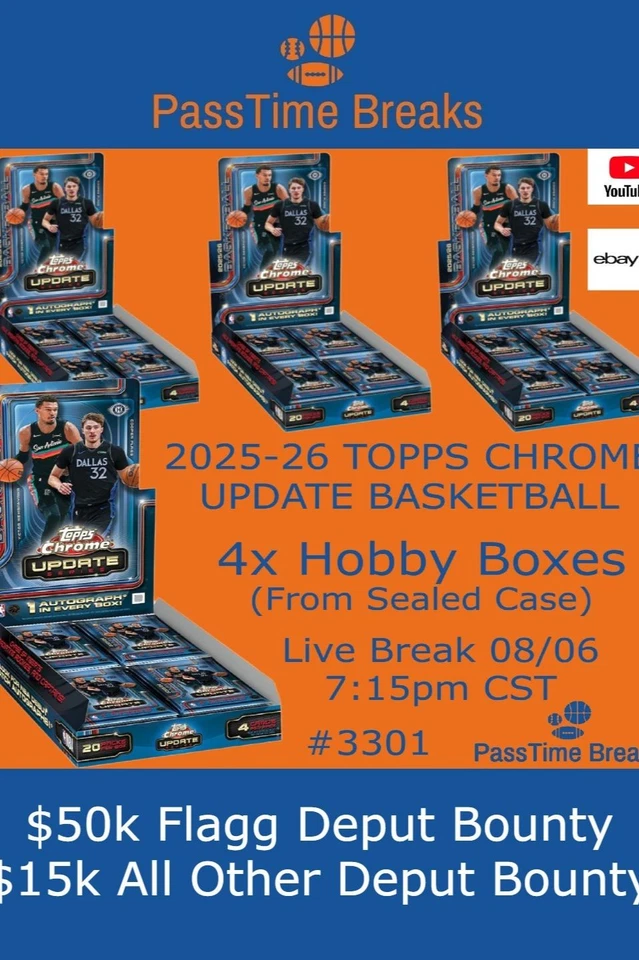 2025-26 TOPPS CHROME UPDATE BASKETBALL - 4x Hobby Box - PYT BREAK 3201