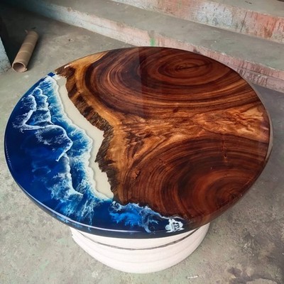 Meerblick Epoxidharz Tisch | Live Edge Walnut River Table | Esszimmer & Mitte...