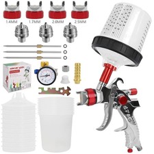 HVLP Lackierpistole Druckluft Pistole Kit mit 4 D&uuml;sen 600ml Farbger&auml;t