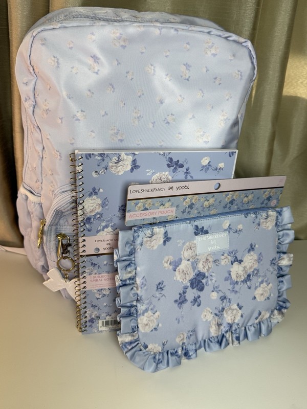 LoveShackFancy x Yoobi 3 Pc Backpack Notebook Accessory Pouch + Mystery Needoh!