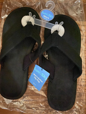 Sun & Sky Mens Sandals Size 9/10 Black Thong Flip Flops Shoes NWT