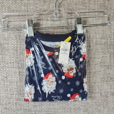 Old Navy Toddler Size 3T Colorful Santa Clause Pajama Set Navy Stretch Knit NWT