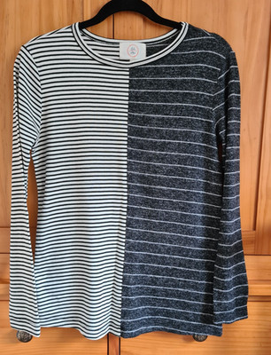 Anthropologie Ella Mara Baumwollmischung Pullover S grau/weiß gestreift TOP